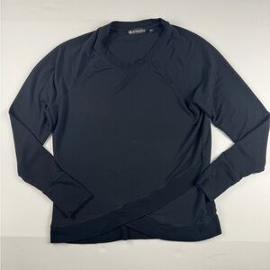Athleta Classic Black Knit Top criss cross sweater size medium